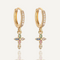 Gold/Silver Color AAA CZ Zircon Inlay Cross Drop Earrings For Women Bling Bling Jewelry