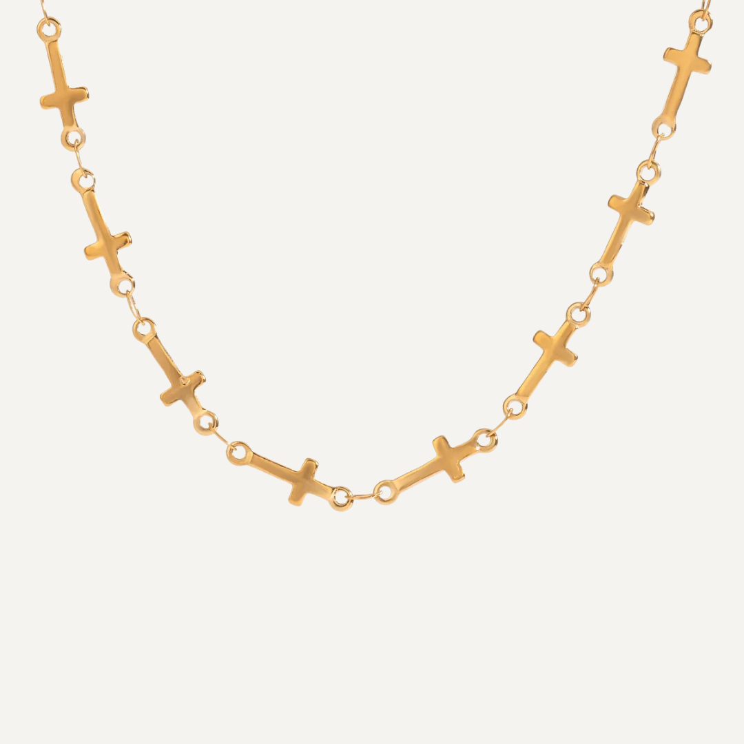 Youthway New Design Trendy Gold Plated Stainless Steel Smooth Cross Chain Necklace For Ladies Anti Allergic Fashion Jewelry Gift