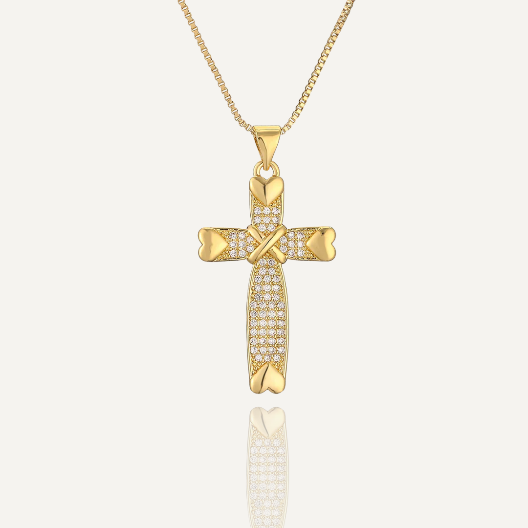 Hot Sell Classical Cubic Zirconia Cross Necklaces For Womon Girl, Stainless Steel Chain Party Wedding Jewelry