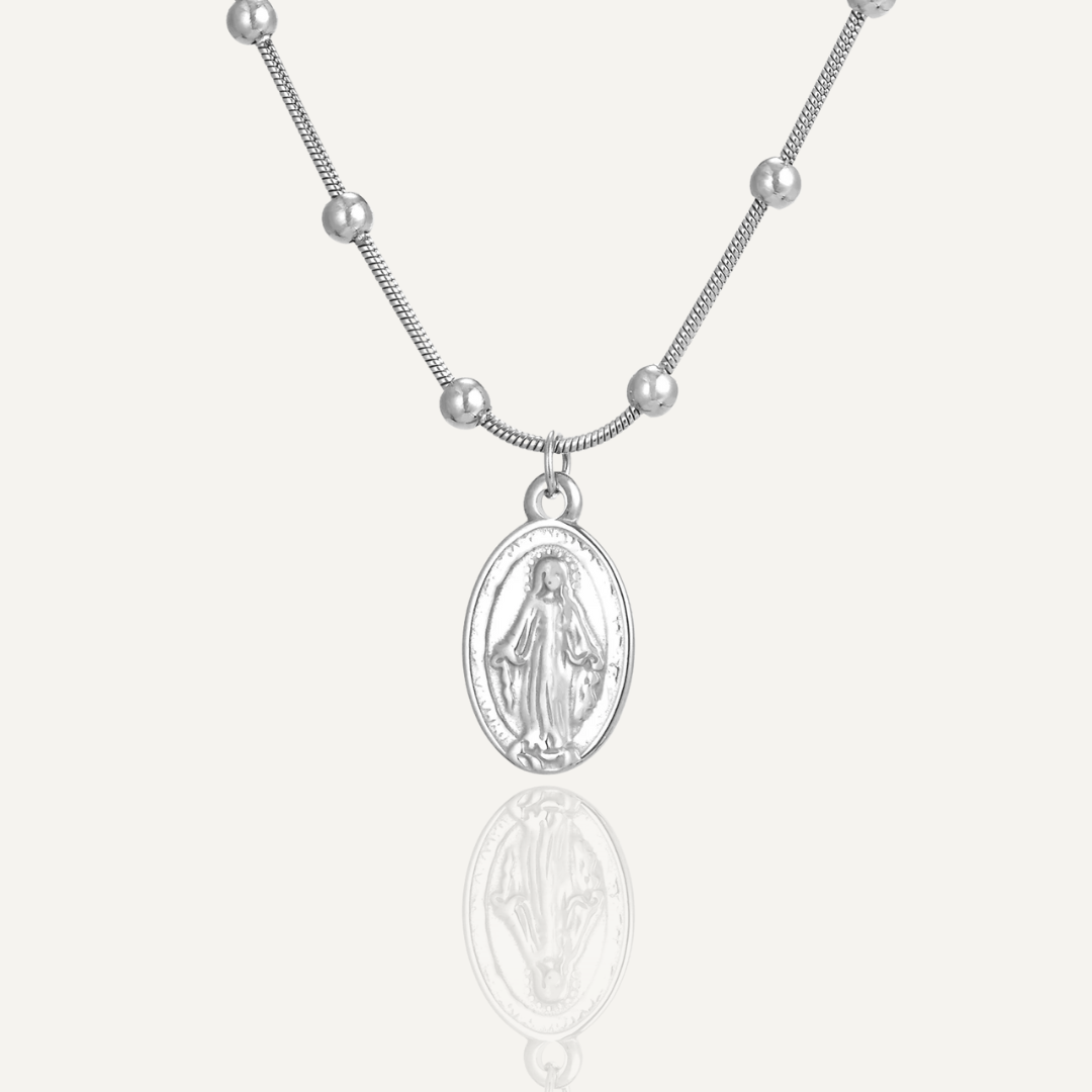Virgin Mary Necklace for Women, Stainless Steel Mary Mother of God Pendant De La Virgen Maria Medallion Holy Mary Charm Jewelry