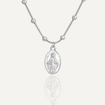 Virgin Mary Necklace for Women, Stainless Steel Mary Mother of God Pendant De La Virgen Maria Medallion Holy Mary Charm Jewelry