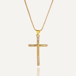 Hot Sell Classical Cubic Zirconia Cross Necklaces For Womon Girl, Stainless Steel Chain Party Wedding Jewelry