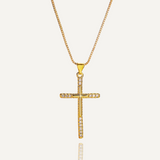 Hot Sell Classical Cubic Zirconia Cross Necklaces For Womon Girl, Stainless Steel Chain Party Wedding Jewelry