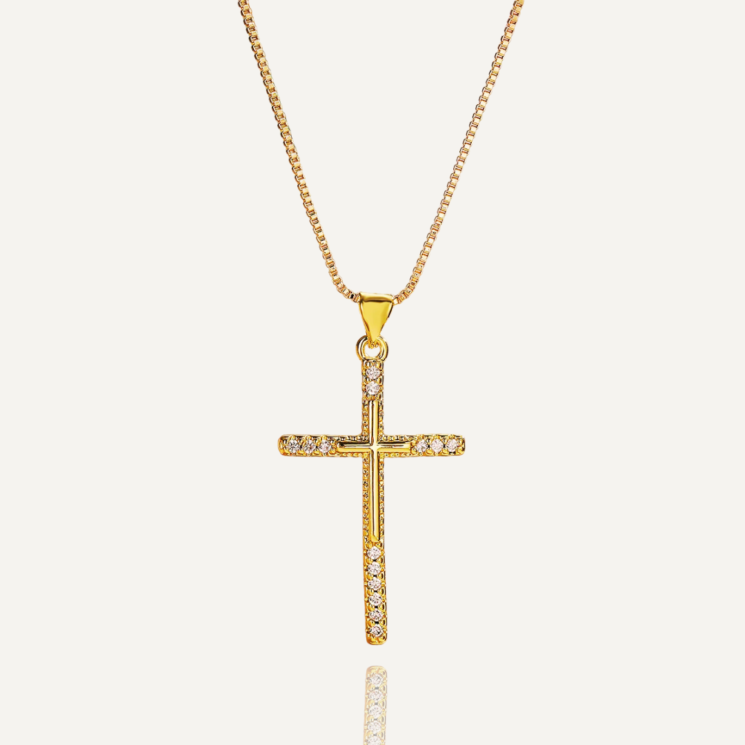 Hot Sell Classical Cubic Zirconia Cross Necklaces For Womon Girl, Stainless Steel Chain Party Wedding Jewelry