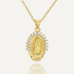 Gold Stainless Steel Chain Necklace 2024 New Fashion Cute Virgin Mary Pendant AAA CZ Zircon Christian Jewelry Femme Bijoux