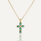 2025 New Arrival Green/Pink Crystal CZ Zircon Cross Pendant Gold Chain Necklaces For Elegant Women Party Accessories