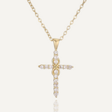 2025 New Arrival Gold Color Unique Design Cross Infinity Pendant Necklaces For Women Shiny AAA CZ Copper Jewelry Female