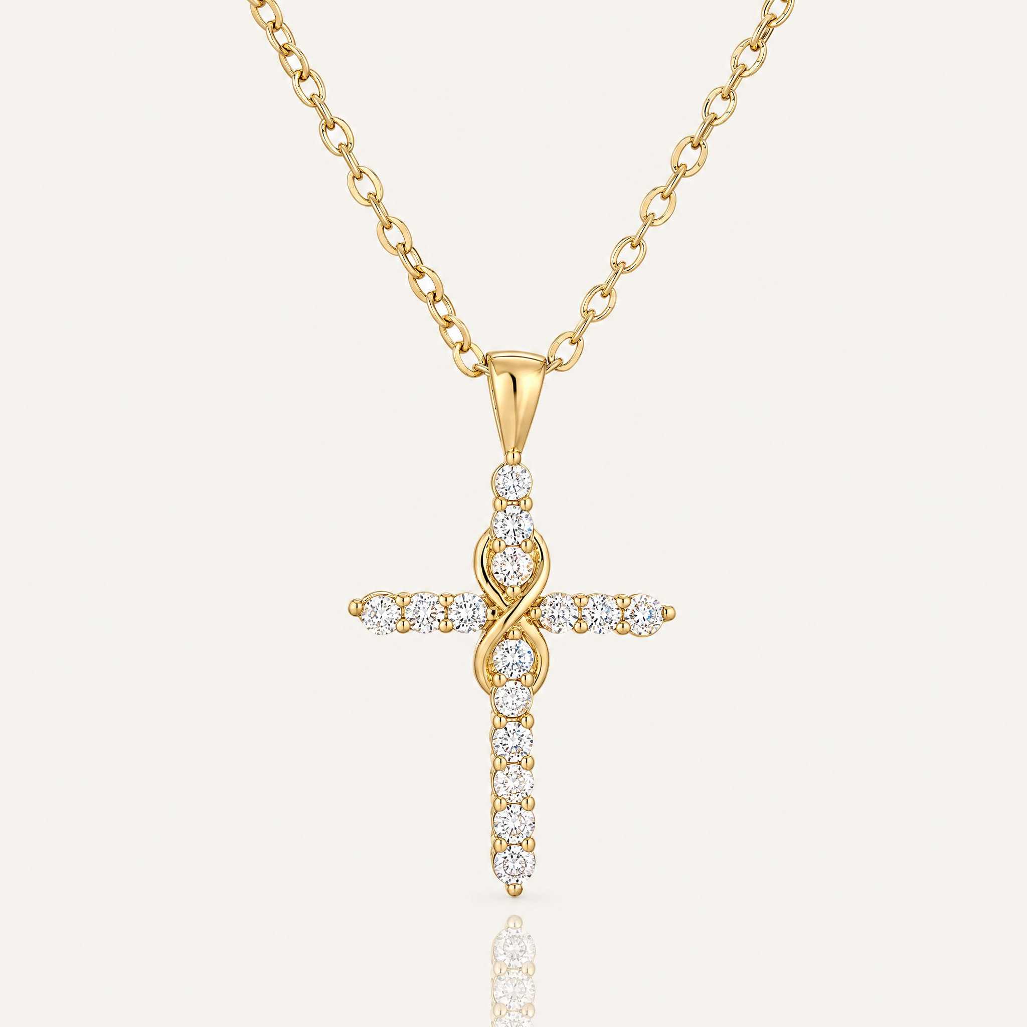 2025 New Arrival Gold Color Unique Design Cross Infinity Pendant Necklaces For Women Shiny AAA CZ Copper Jewelry Female