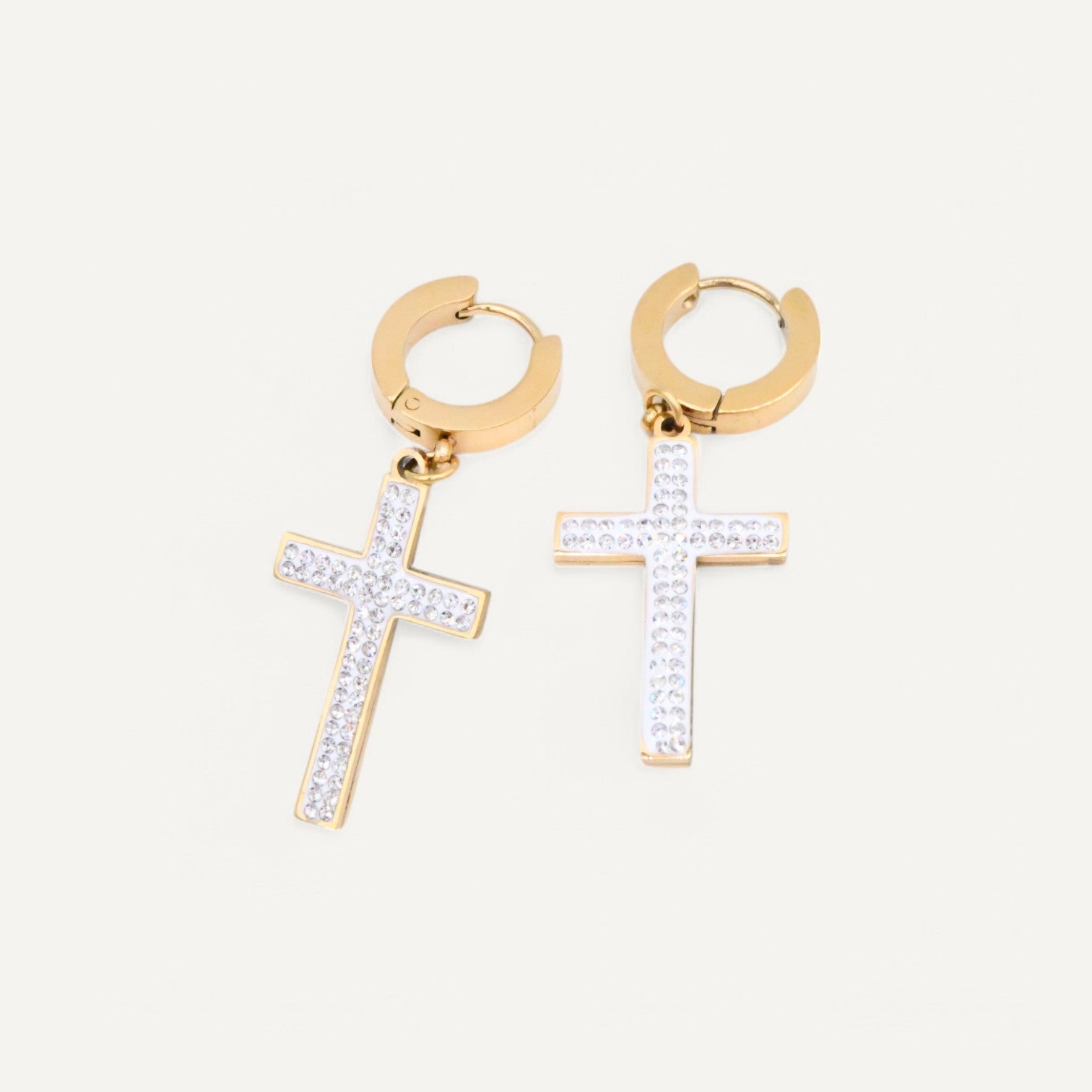 Boucles d'Oreilles Croix Cristallines