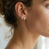 Boucles d’Oreilles Croix Créoles Serties