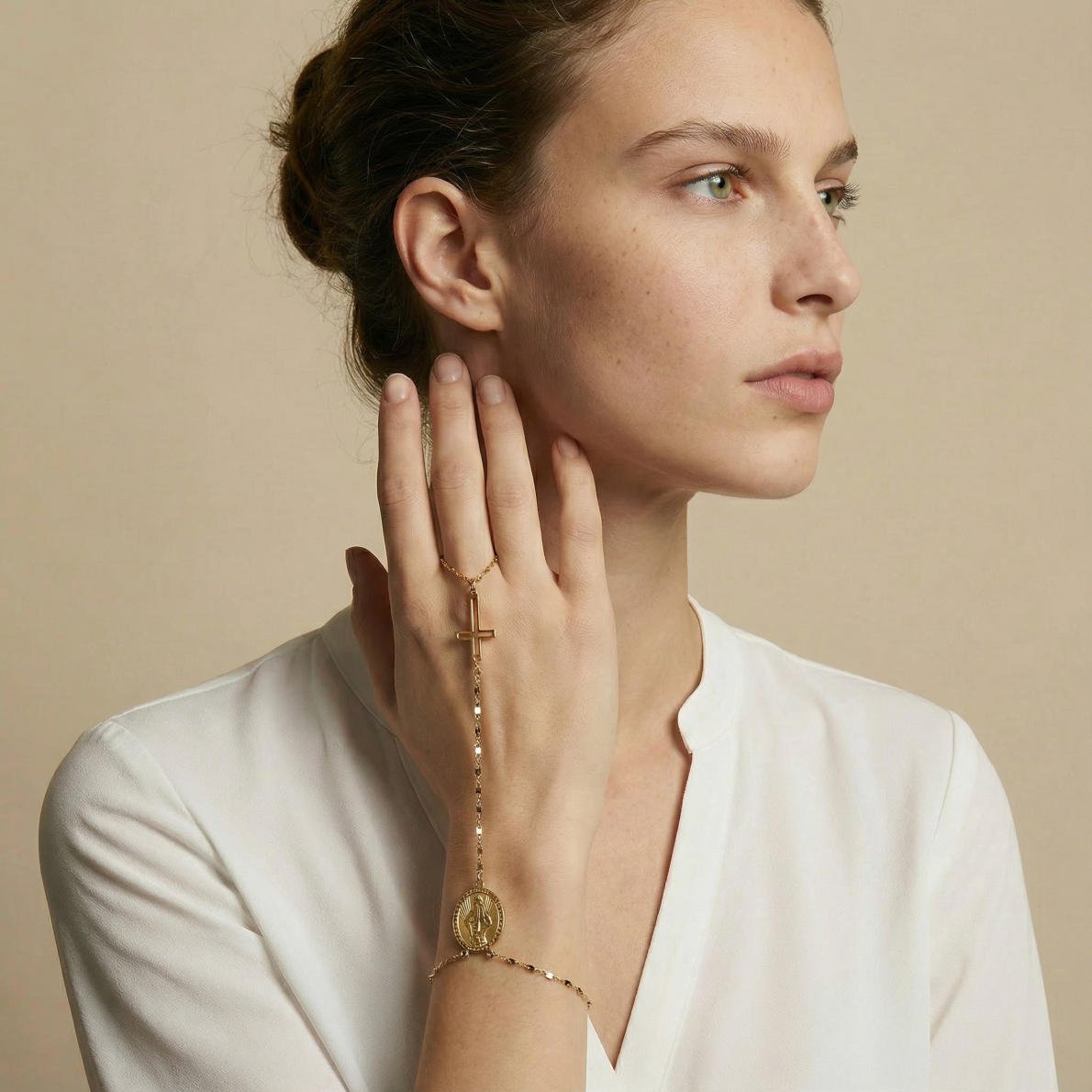 Bracelet Duo Sacré Croix et Vierge Miraculeuse