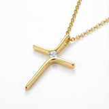 Collier Croix Moderne Dorée avec Zircon