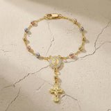 Bracelet Croix Médaille Vierge Multicolore