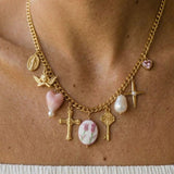 Collier Croix Charms Élégants Doré