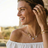 Collier Croix Charms Élégants Doré