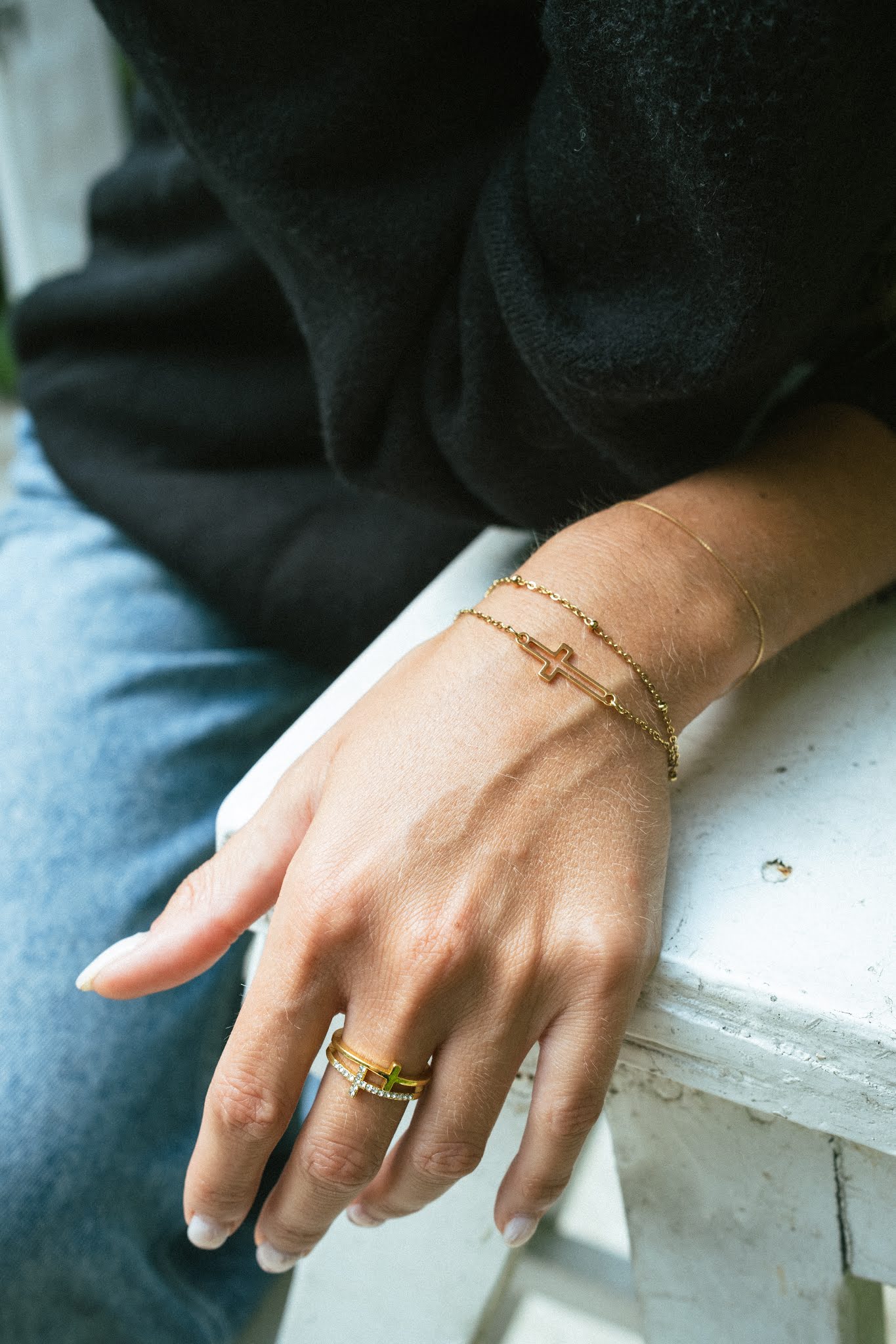 Bracelet Croix Double Chaîne