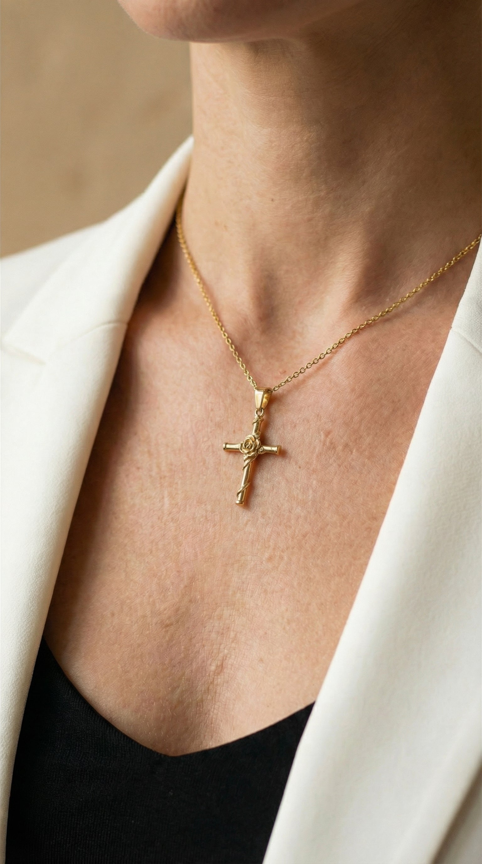 Collier Croix Rose | Croix Précieuse - Croix Precieuse Collier Croix Rose | Croix Précieuse - Croix Precieuse