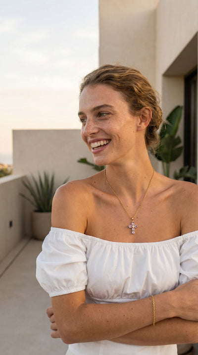 Collier Croix Cristal Rectangulaire