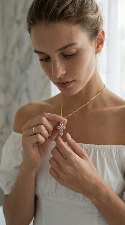 Collier Croix Cristal Rectangulaire