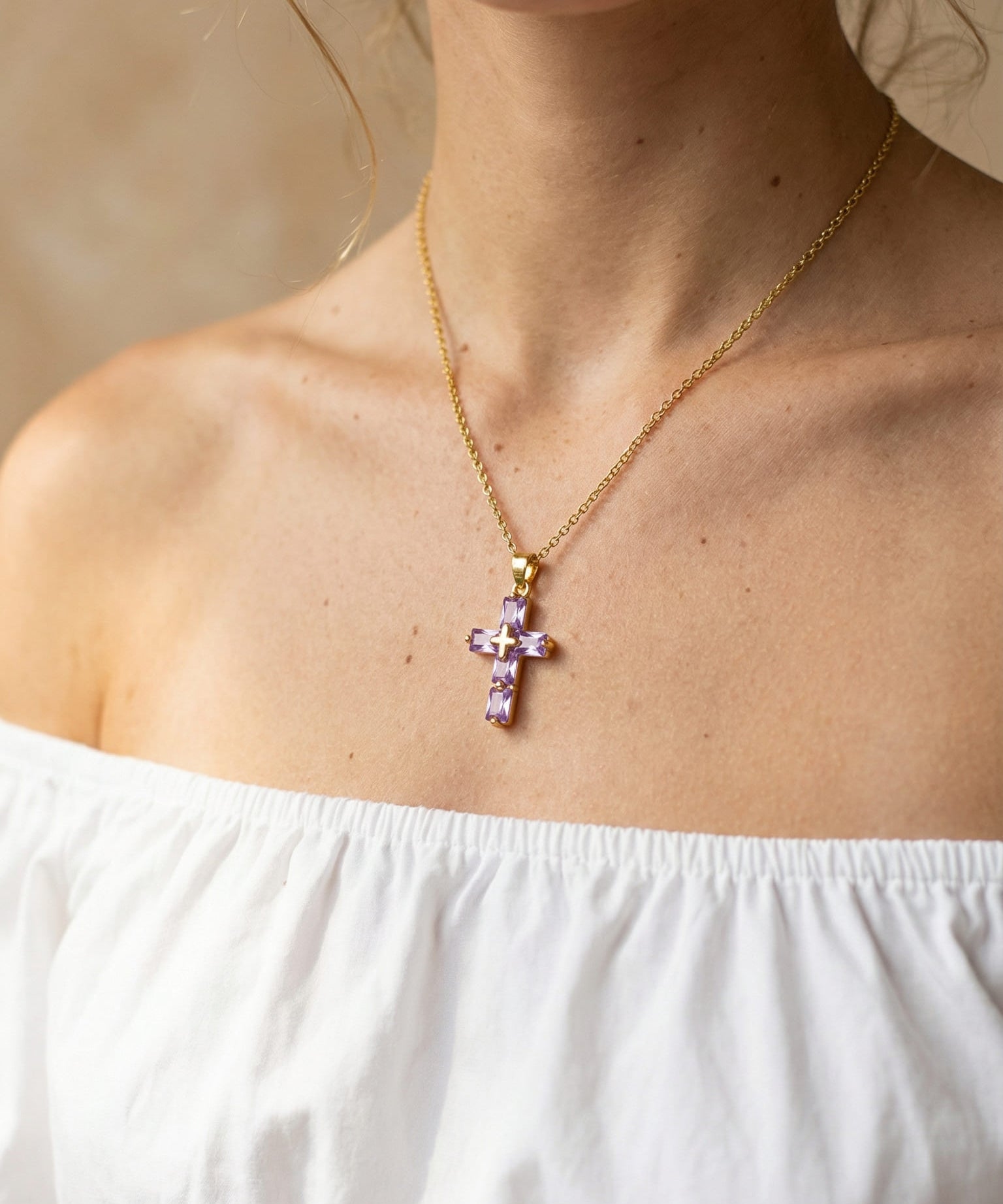 Collier Croix Cristal Rectangulaire