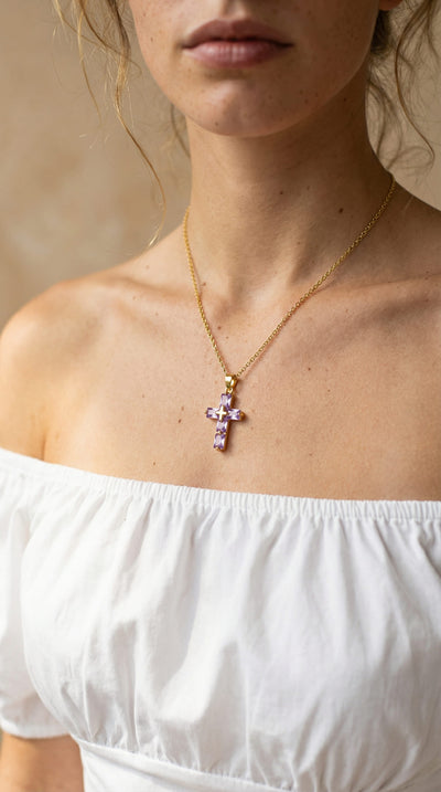 Collier Croix Cristal Rectangulaire
