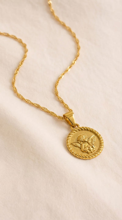 Collier Croix Médaillon Ange