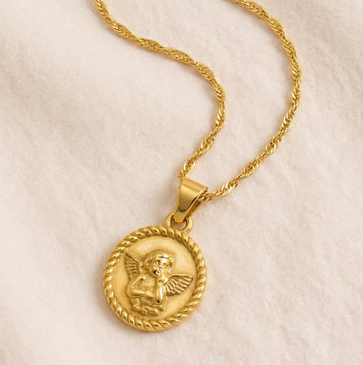 Collier Croix Médaillon Ange