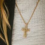 Collier Croix Dorée Cristaux