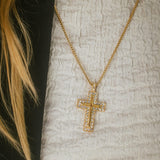 Collier Croix Dorée Cristaux