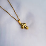 Collier Croix Doré aux Formes Arrondies
