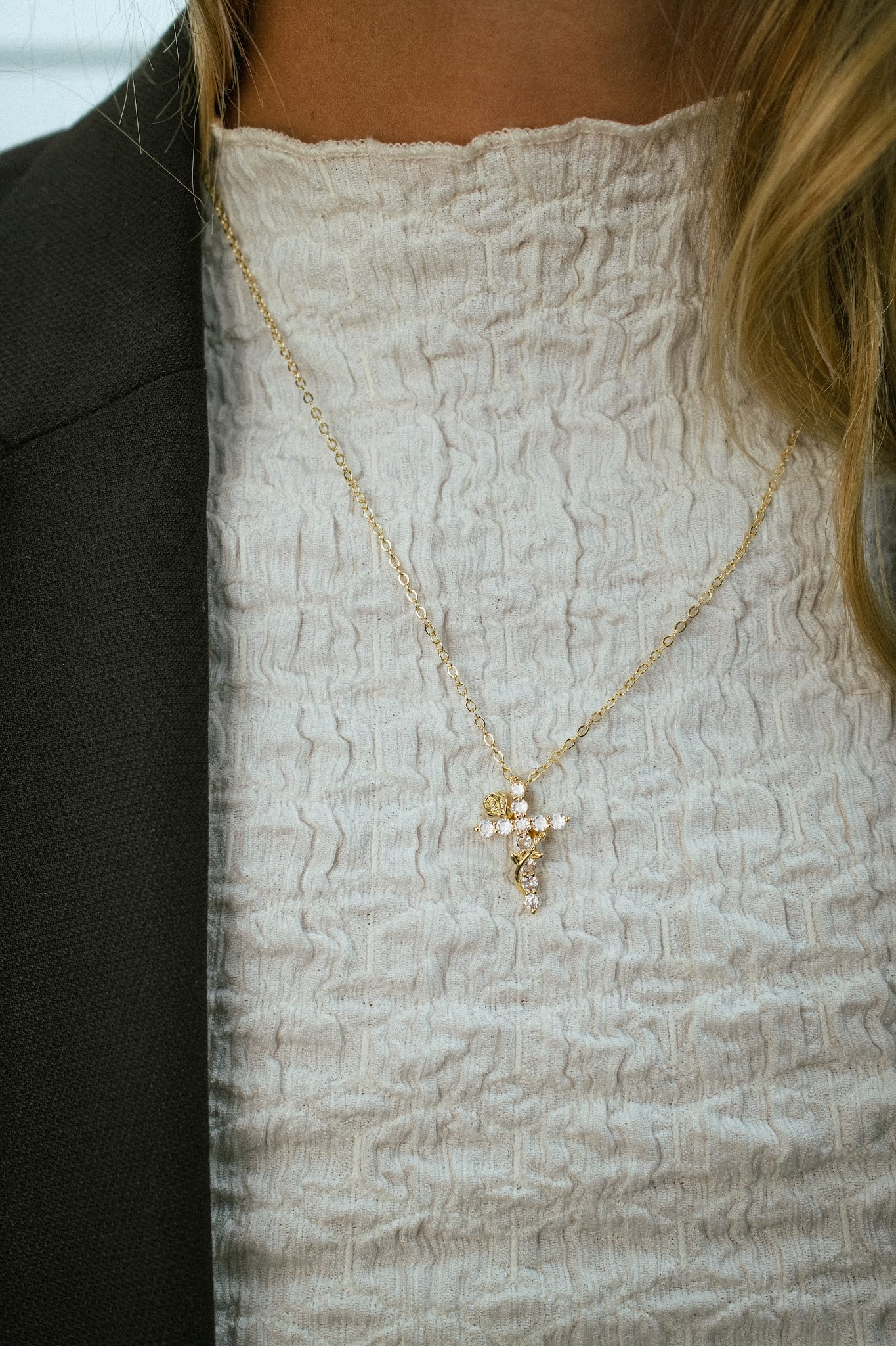 Collier Croix Rose Zircon