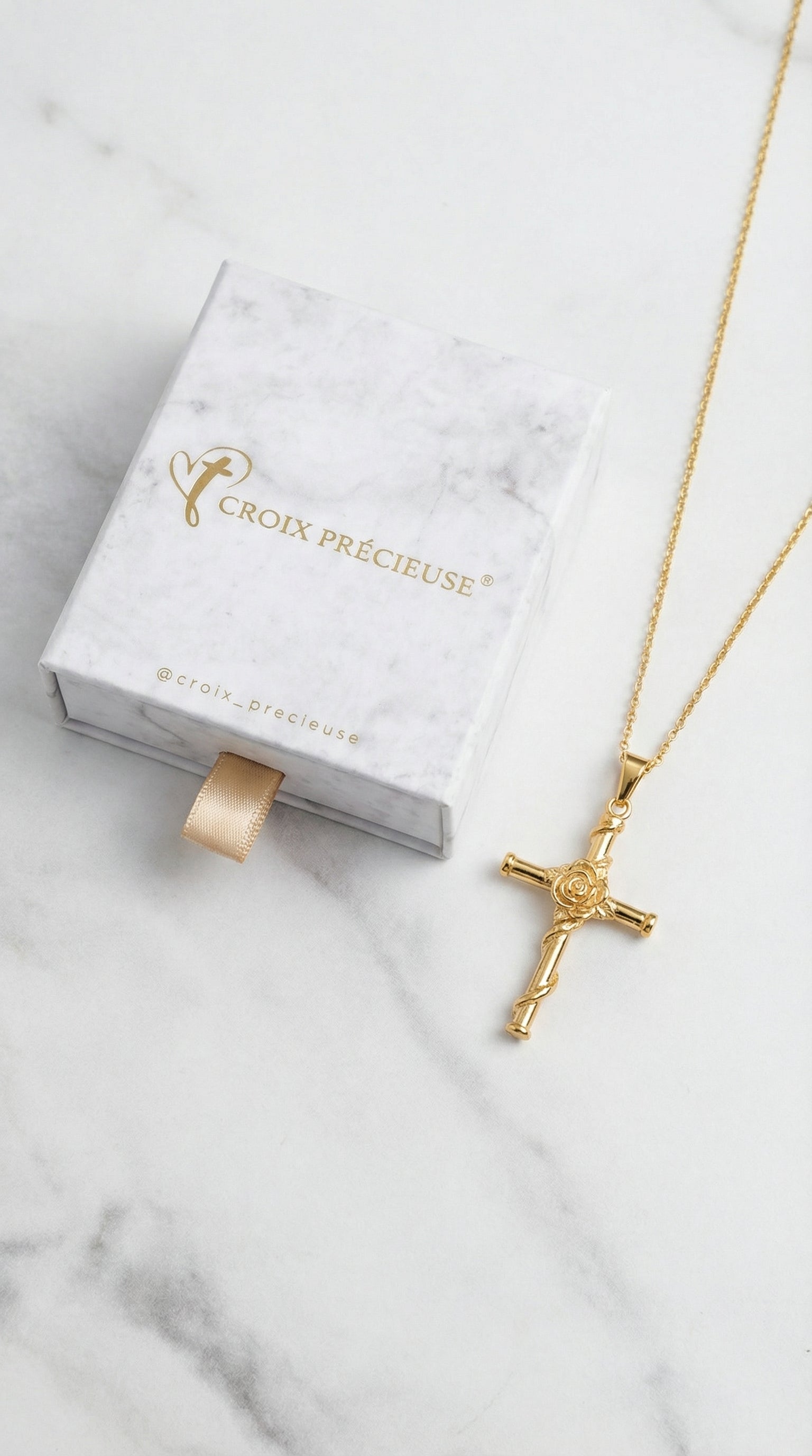 Happiness Boutique Collier Croix Or Rose - Pendentif Croix Acier Inoxydable Femme