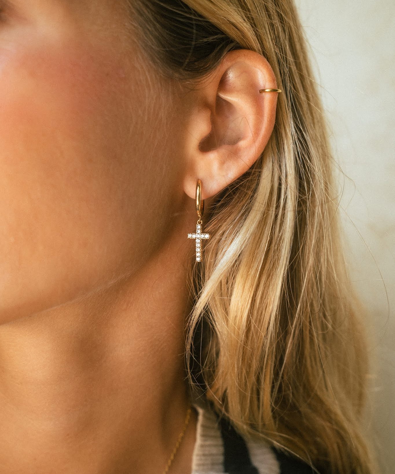 Diamond cross earrings