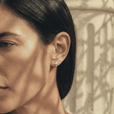 Boucles d’Oreilles Croix Créoles Argentées Serties