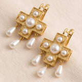 Boucles d’Oreilles Croix à Perles