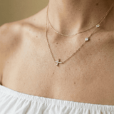 Collier Croix Horizontale Sertie