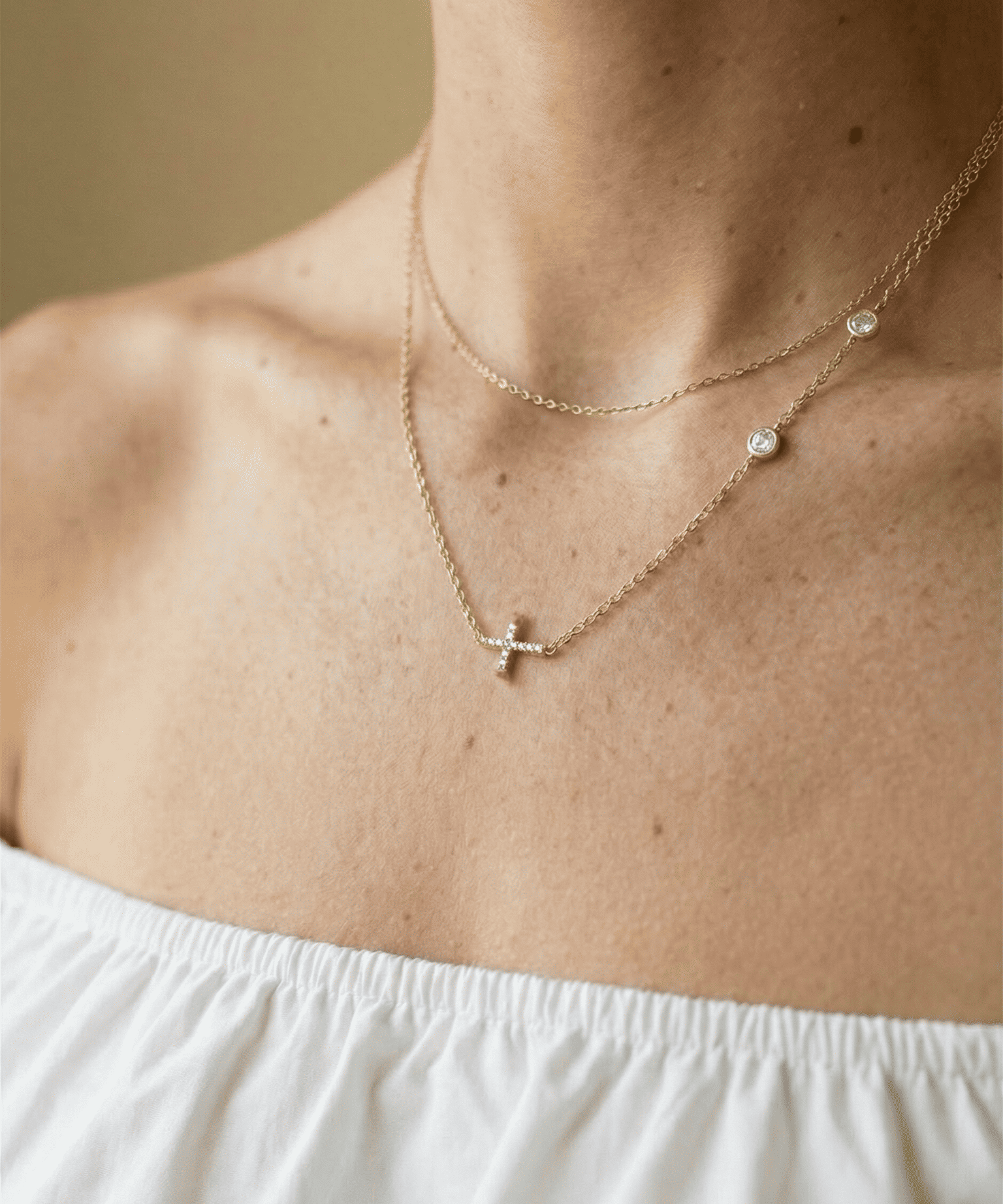 Collier Croix Horizontale Sertie