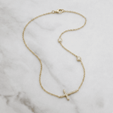 Collier Croix Horizontale Sertie