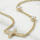 Collier Croix Horizontale Sertie