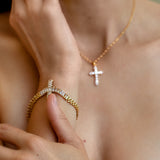 Golden Cross Bracelet Pierre Zirconium