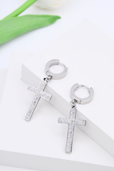 Boucles d'Oreilles Croix Cristallines