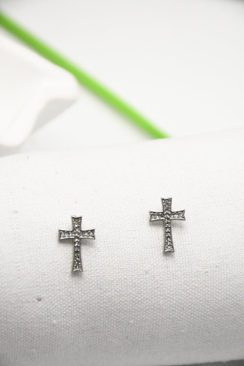 Boucles Croix Élégance Pavée
