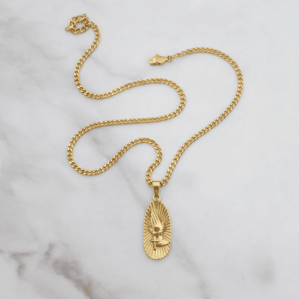 Collier Croix Mains en Prière Homme