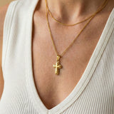 Collier Croix Doré aux Formes Arrondies
