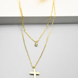 Collier Croix Minimaliste Double Chaîne