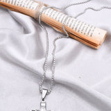 Collier Croix Relief Argenté