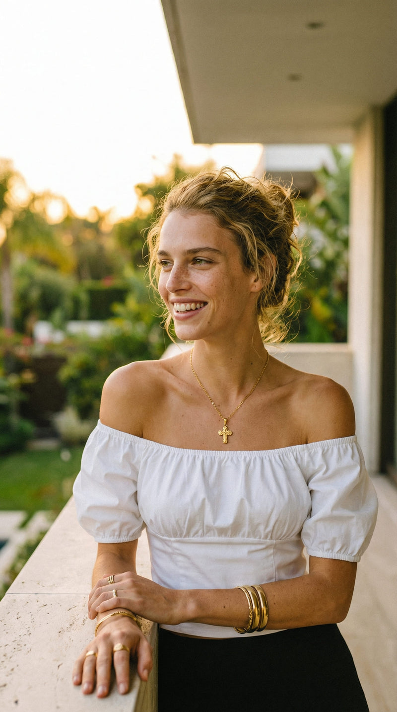 Collier Croix Perles Sacrées