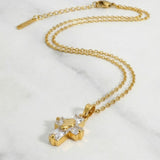 Collier Croix Lumière Pierre Blanche