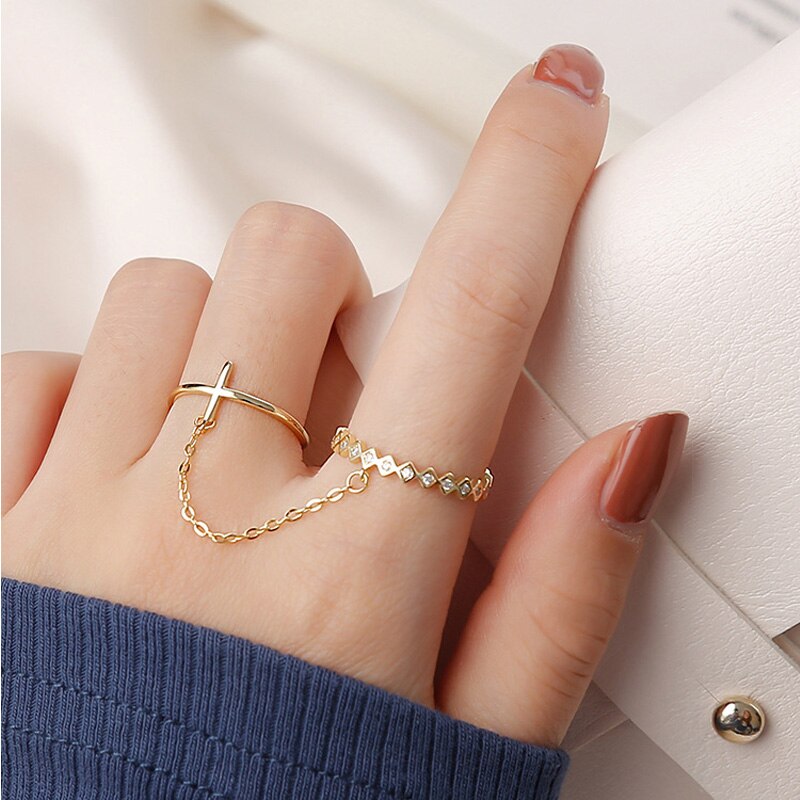 Sterling Silver Double Cross Ring