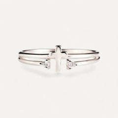 Silver Women's Cross Ring